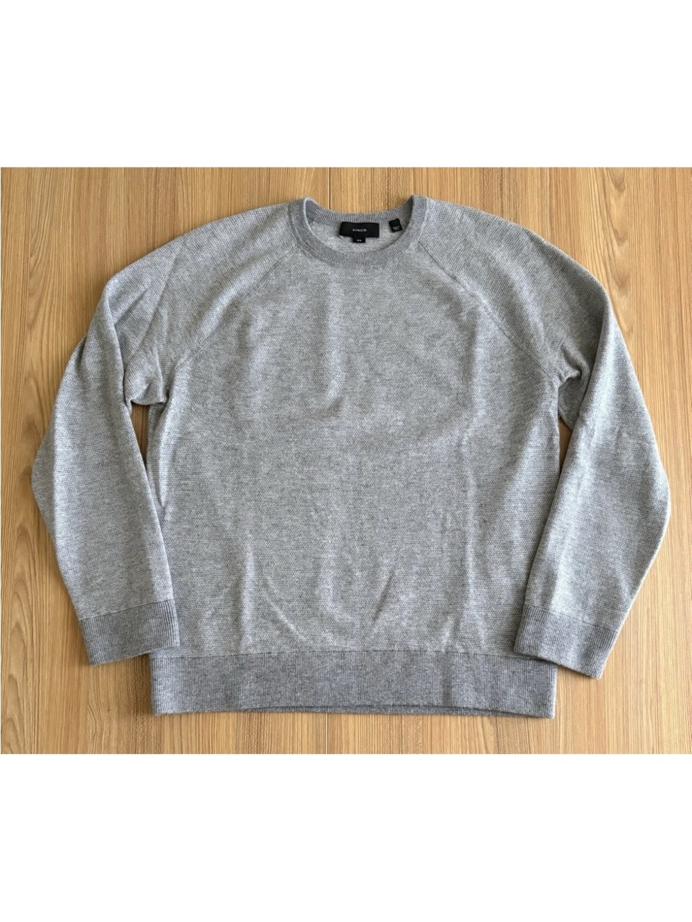 Vince Wool Cashmere Sweater Mens M Gray Crewneck Pullover Texture Neutral Casual